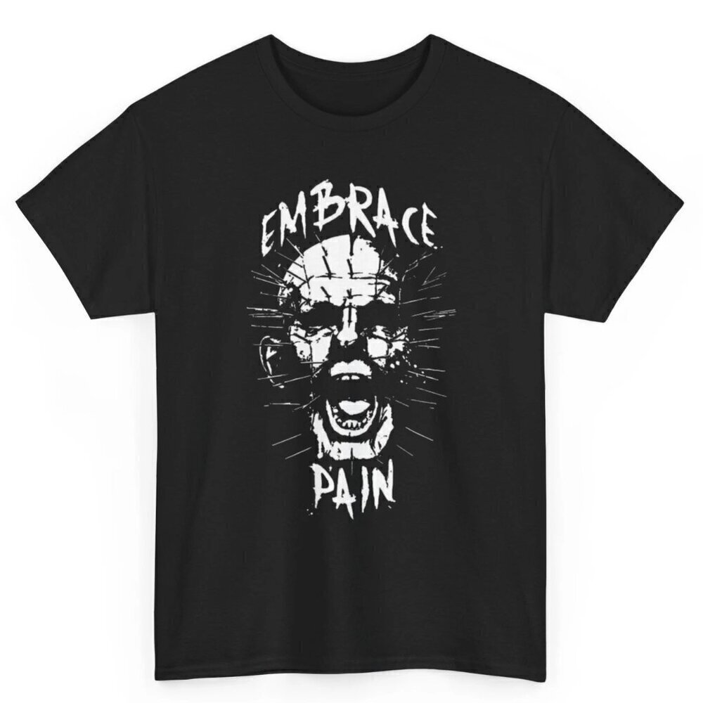Embrace Pain Pinhead Tee, Horror Fan Gift, Gothic Tee, Halloween T Shirt .